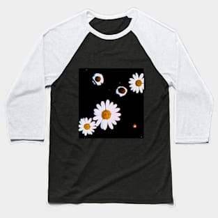 White And Yellow Flowers In Dark Theme Baseball T-Shirt